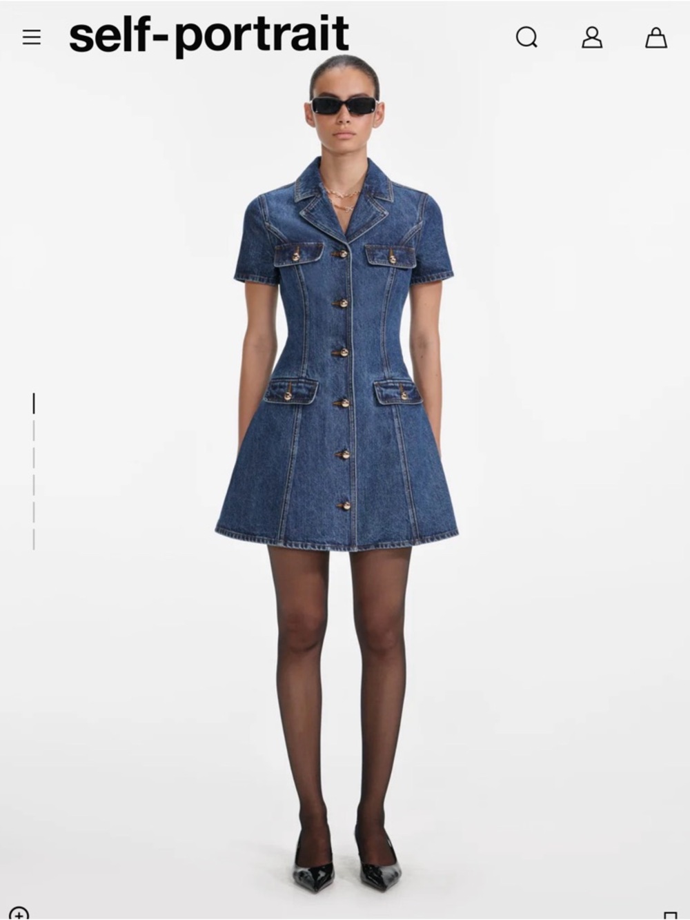 Self-Portrait Denim Button-Front Mini Dress - Picture 4 of 8